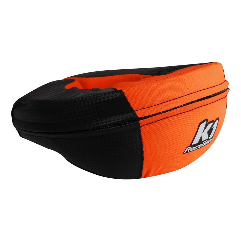 K1 RaceGear Carbon-Look Neck Braces 15-NEC-CAO-J Braces, Braces, 360 degree, Adjustable, Black/Orange, Junior Size, Each