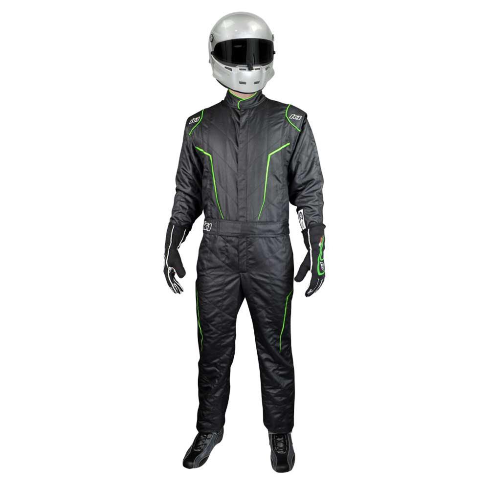 K1 RaceGear GT-2 Driving Suits 20-GT2-NV-XL Suits, GT-2, One-piece, Two Layers, Nomex, Black/Green Fluorescent, SFI 3.2A/5, Men's X-Large, Each thumbnail 2