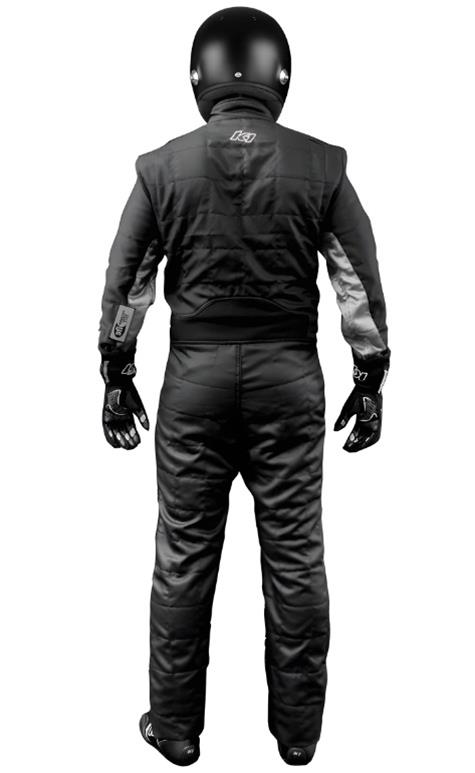 K1 RaceGear Outlaw Racing Suits 20-OTL-NG-S Driving Suits, Suits, SFI 3.2A/5, One-piece, Multi-Layer, Nomex, Black/Gray, Men's Small, Each