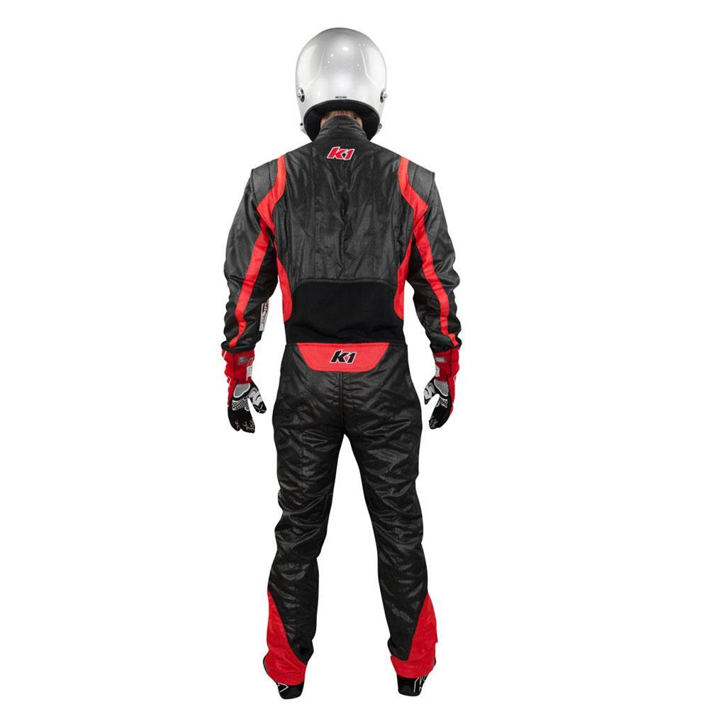 K1 RaceGear Precision II Driving Suits 20-PR2-NR-L Suit, II, One-piece, Two Layers, Nomex®, Black/Red, SFI 5.0, Men's Large, Each