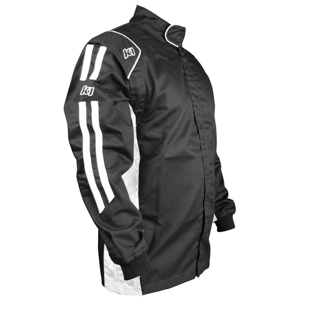K1 RaceGear Challenger Jackets 21-CHL-NW-M Driving Jackets, Challenger, One Layer, Proban, Black with White Stripe, SFI 3.2A/1, Men's Medium, Each thumbnail 2