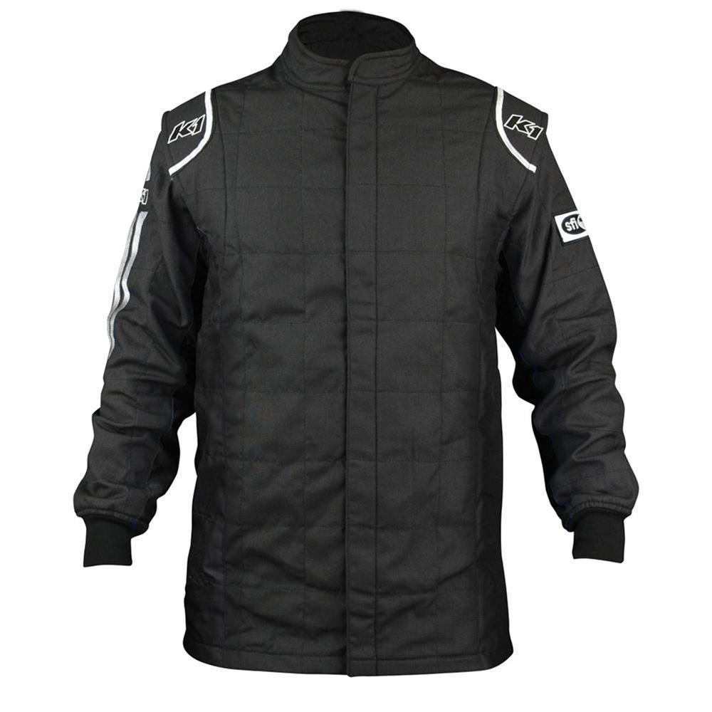 K1 RaceGear Sportsman Jackets 21-SPT-NW-L Driving Jackets, Sportsman, Two Layers, Nomex, Black with White Stripe, SFI 3.2A/5, Men's Large, Each