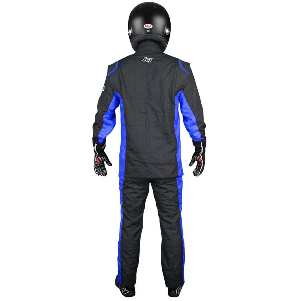 K1 RaceGear Sportsman Pants 22-SPT-NB-ML Driving Pants, Sportsman, Two Layers, Nomex, Black with Blue Stripe, SFI 3.2A/5, Men's Medium/Large, Each
