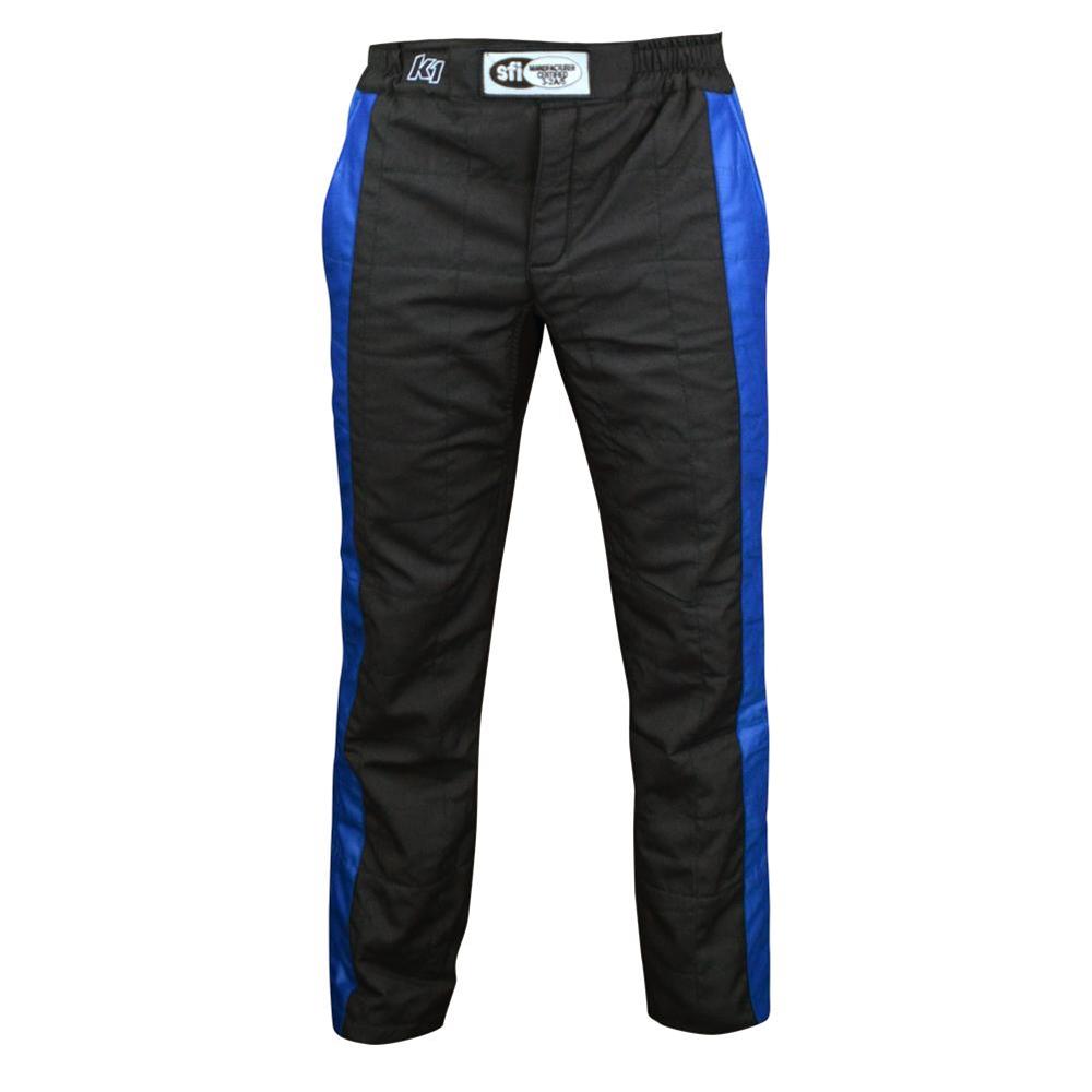 K1 RaceGear Sportsman Pants 22-SPT-NB-ML Driving Pants, Sportsman, Two Layers, Nomex, Black with Blue Stripe, SFI 3.2A/5, Men's Medium/Large, Each thumbnail 3