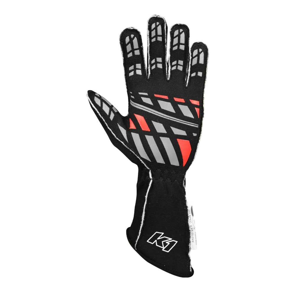 K1 RaceGear Track 1 Gloves 23-TR1-N-L Driving Gloves, Gloves, Two Layers, Nomex®, Black/White, SFI 3.3/5, Large, Pair thumbnail 2