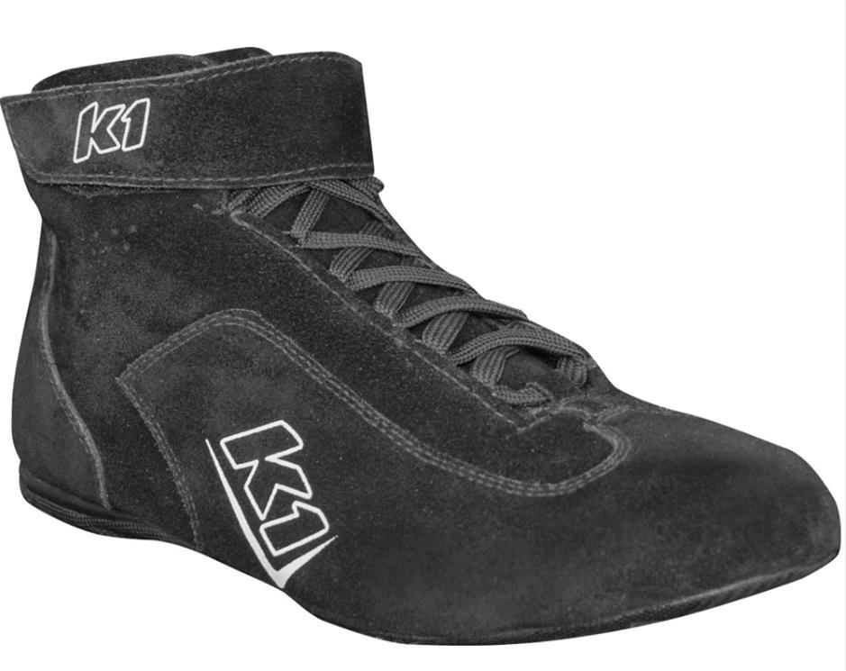 K1 RaceGear Challenger Auto Racing Shoes 24-CHL-N-95 Driving Shoes, Challenger, Mid-Top, Black, Nomex, SFI 3.3/5, Men's Size 9.5, Pair