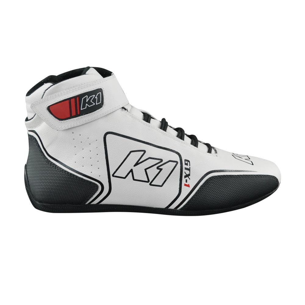 K1 RaceGear GTX-1 Driving Shoes 24-GTX-W-10 & Boots, Shoes, Mid-top, Nomex Liner, Leather Outer, White/Black, SFI 3.3/5, US Mens Size 10, Pair thumbnail 2