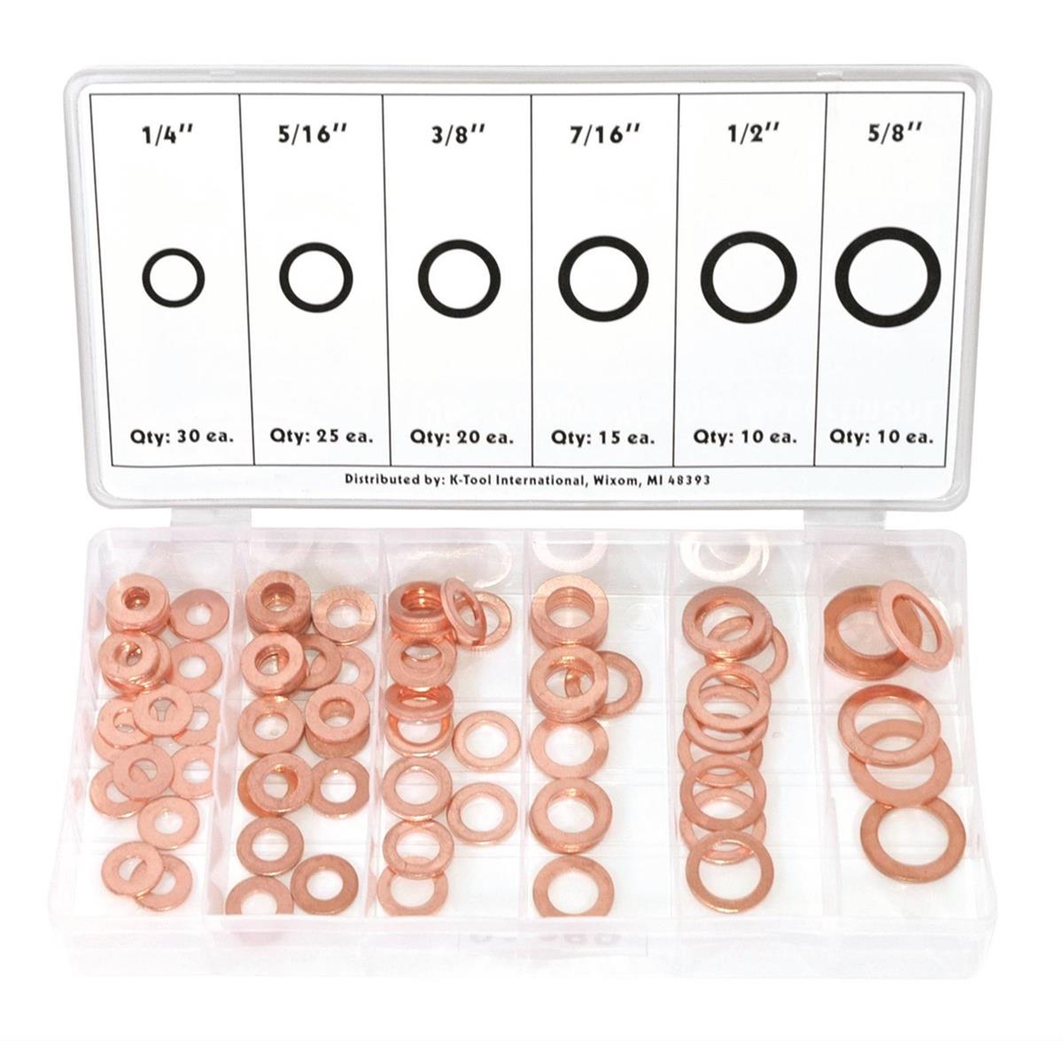 110 Pc Copper Washer Assortment Electrical Copper Washers 