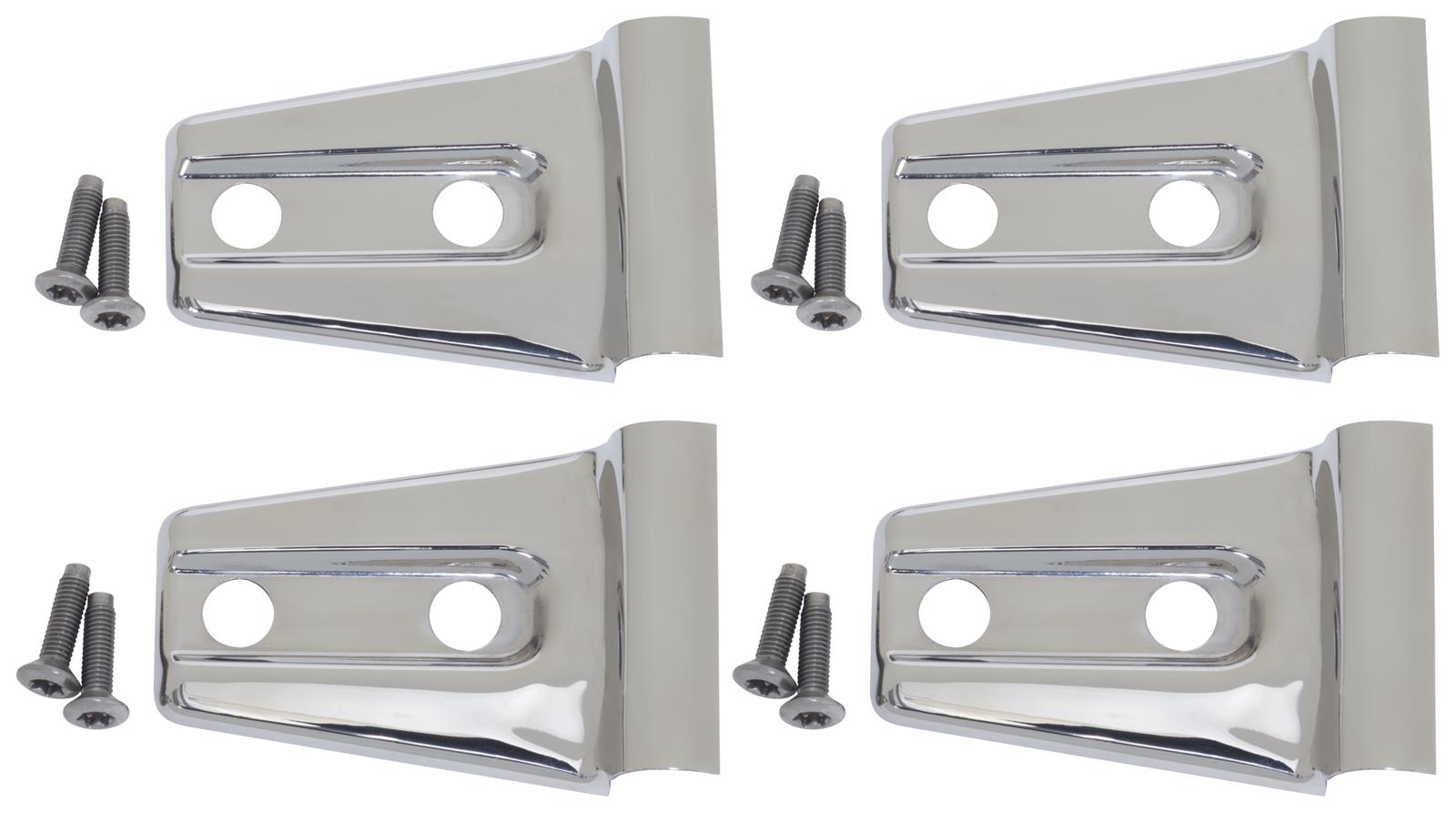 Door Hinge Overlay 4pc 2Dr Polished Stainless for Jeep Wrangler JK 2007-18 30020