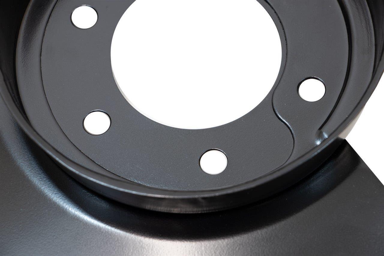 Kentrol 76-78 Jeep CJ Disc Brake Dust Cover Jeep Black Powdercoat Stainless
