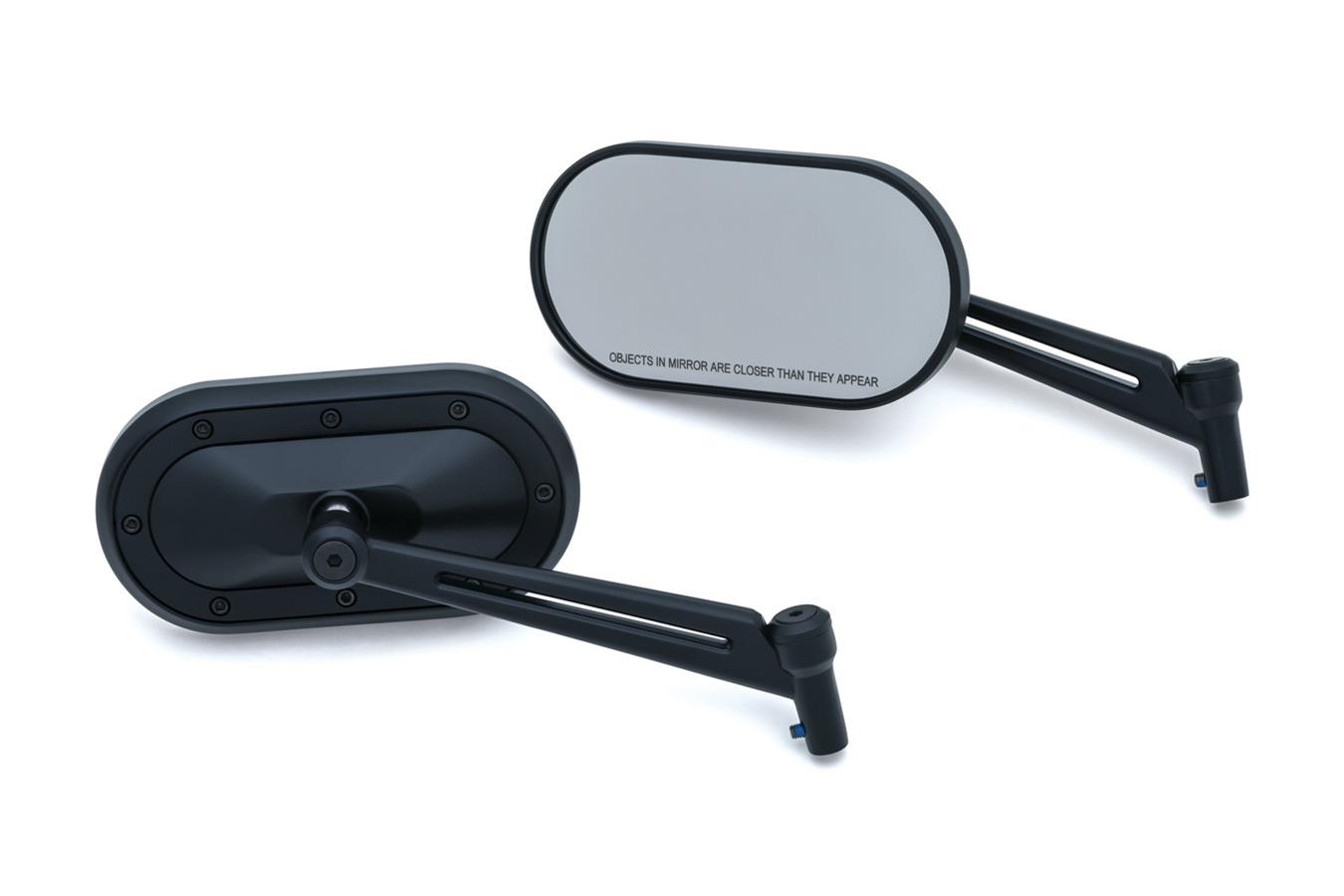 Kuryakyn Heavy Industry Mirrors 1737 Side View Mirrors, Industry, Flat Glass, Manual, Oval Shape, Aluminum, Satin Black, Pair thumbnail 3