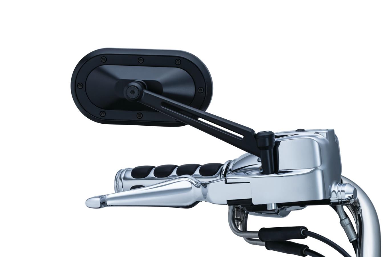 Kuryakyn Heavy Industry Mirrors 1737 Side View Mirrors, Industry, Flat Glass, Manual, Oval Shape, Aluminum, Satin Black, Pair