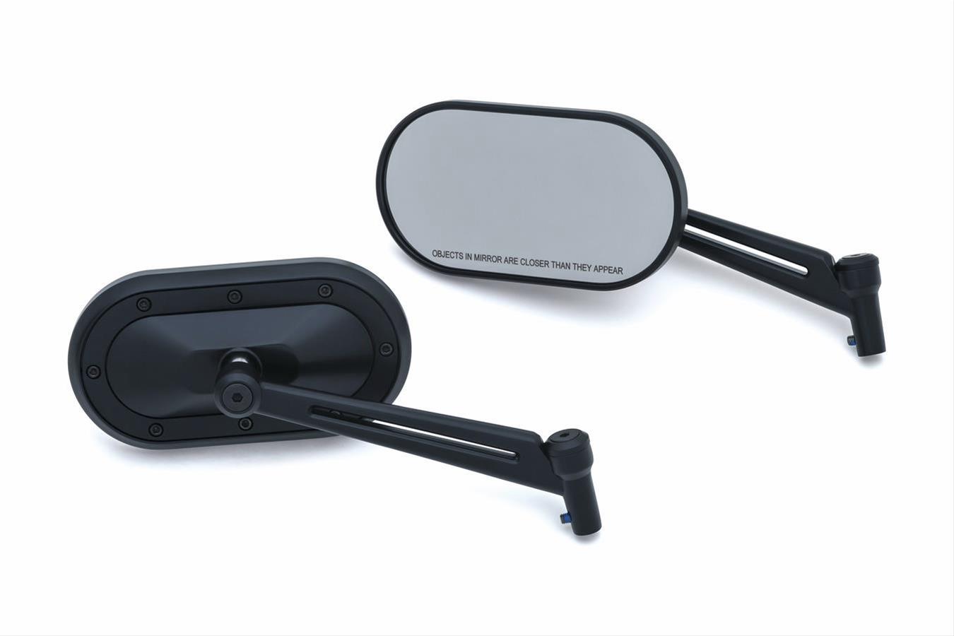 Kuryakyn Heavy Industry Mirrors 1737 Side View Mirrors, Industry, Flat Glass, Manual, Oval Shape, Aluminum, Satin Black, Pair thumbnail 2