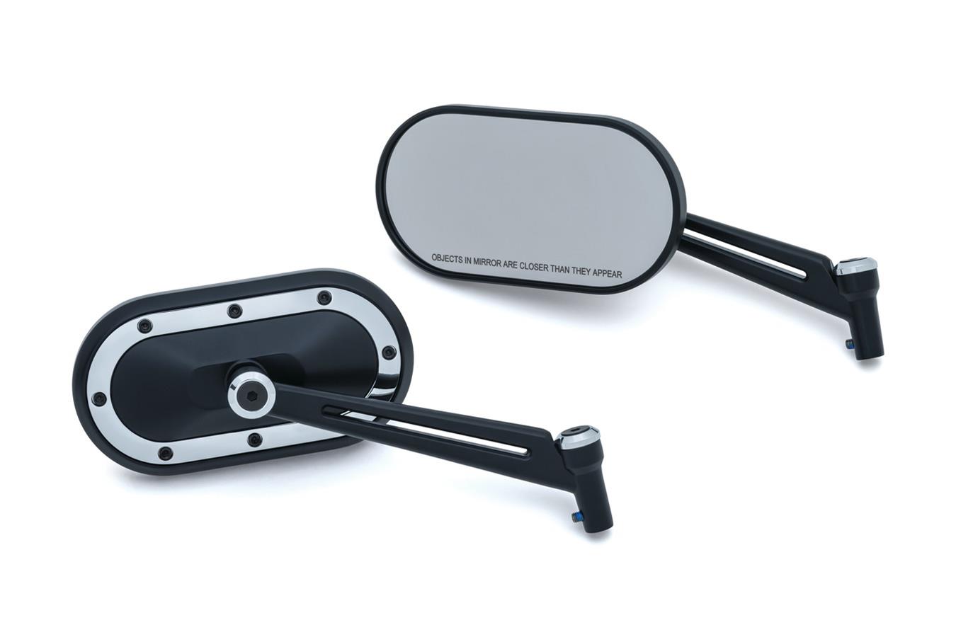 Kuryakyn Heavy Industry Mirrors 1766 Side View Mirrors, Industry, Flat Glass, Manual, Oval Shape, Aluminum, Satin Black/Chrome, Pair thumbnail 2