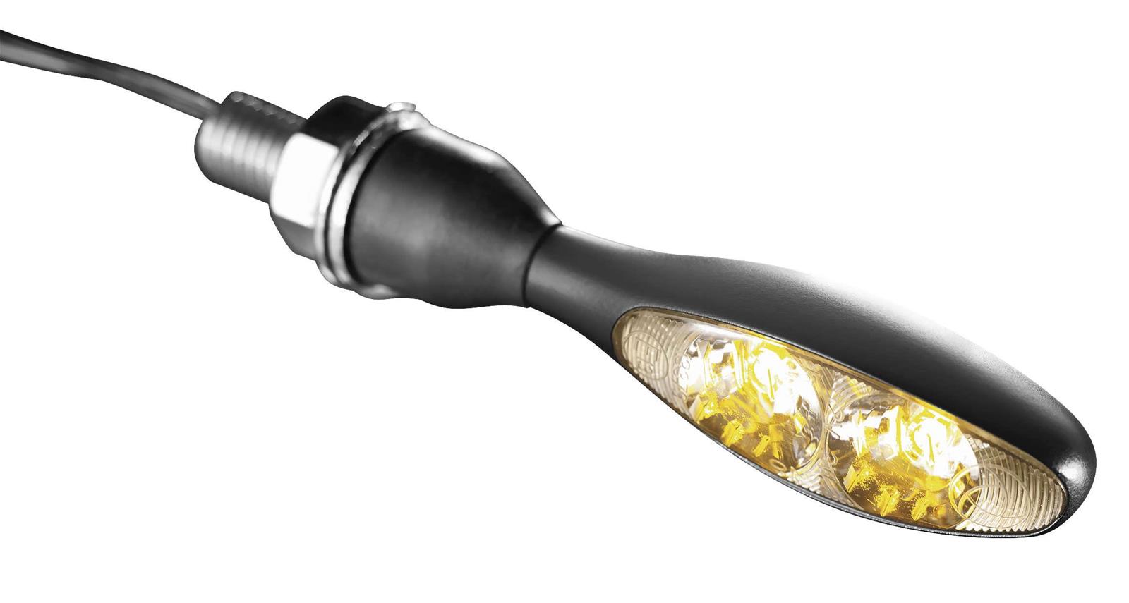 Kuryakyn Kellermann Micro 1000 Collection Turn Signals 2537 Signal, 1000, LED, Clear Lens, Amber Light, Black Housing, Each