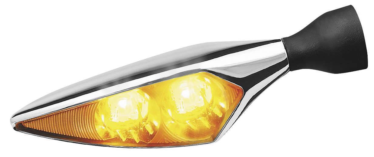Kuryakyn Kellermann Micro Rhombus Collection Turn Signals 2548 Signal, Rhombus, LED, Clear Lens, Amber Light, Chrome Housing, Each