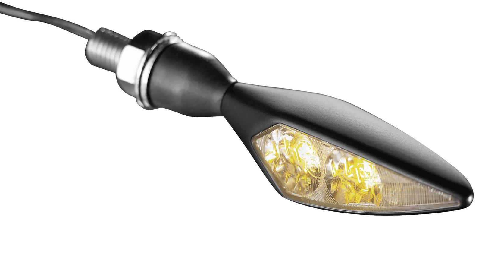 Kuryakyn Kellermann Micro Rhombus Collection Turn Signals 2850 Signal, Rhombus, LED, Clear Lens, Amber Light, Black Housing, Each