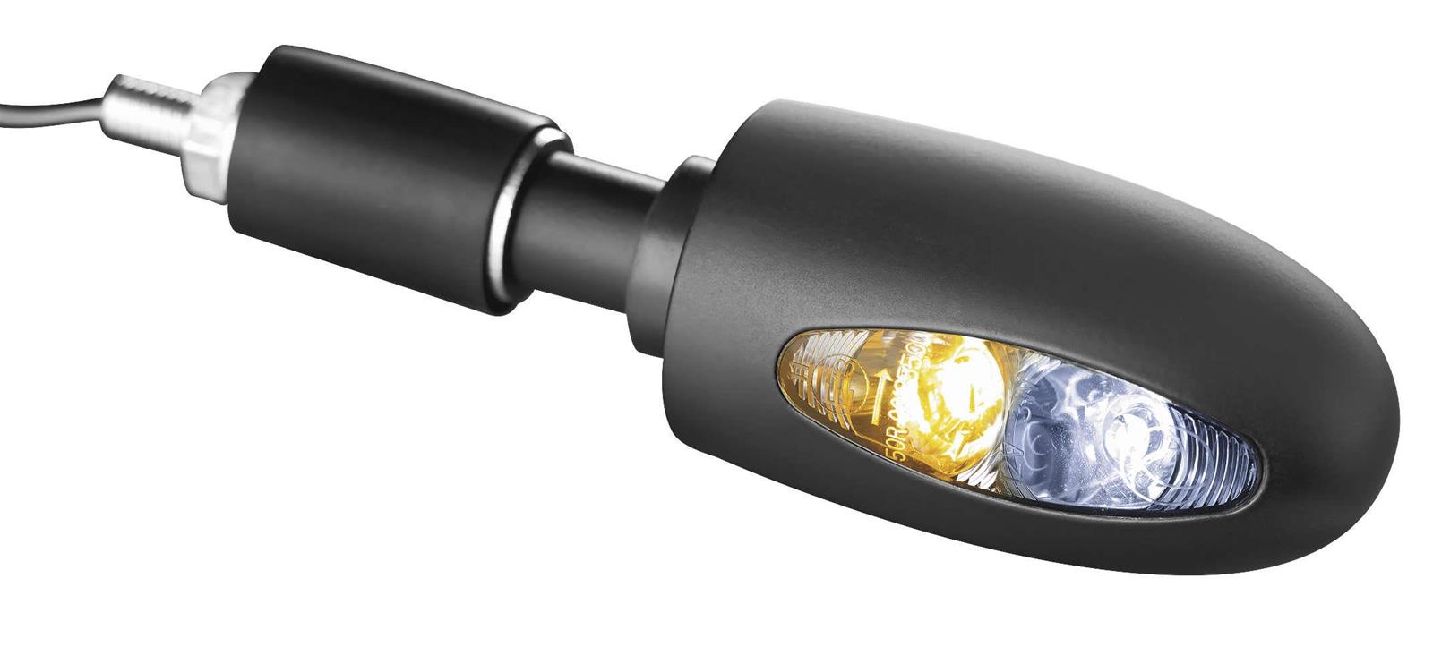 Kuryakyn Kellermann BL 1000 Collection Turn Signals 2557 Signal, 1000, LED, Clear Lens, White/Amber Light, Black Housing, Each