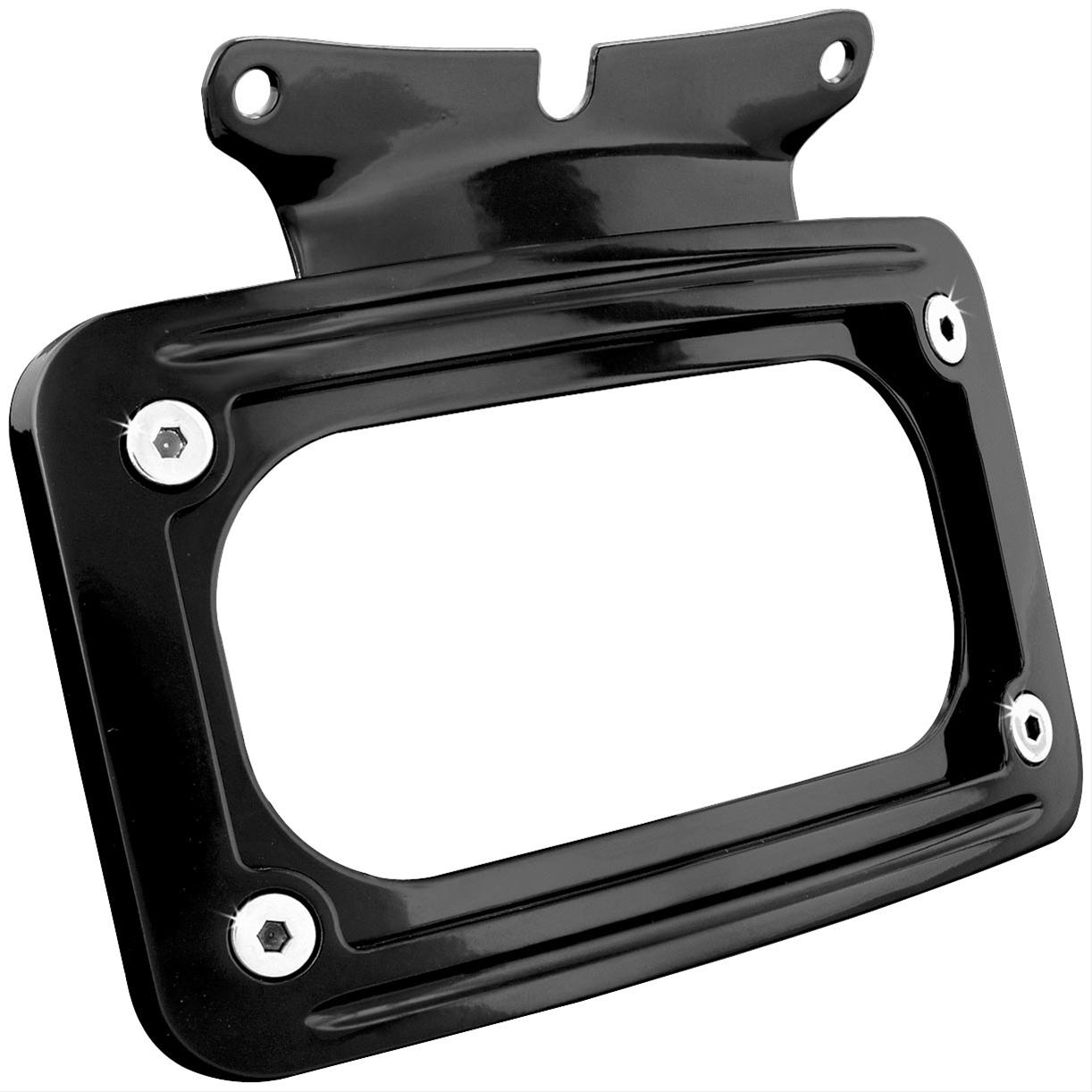 Kuryakyn Curved License Plate Frames 3147 Mounts, Steel, Black Painted, Kit