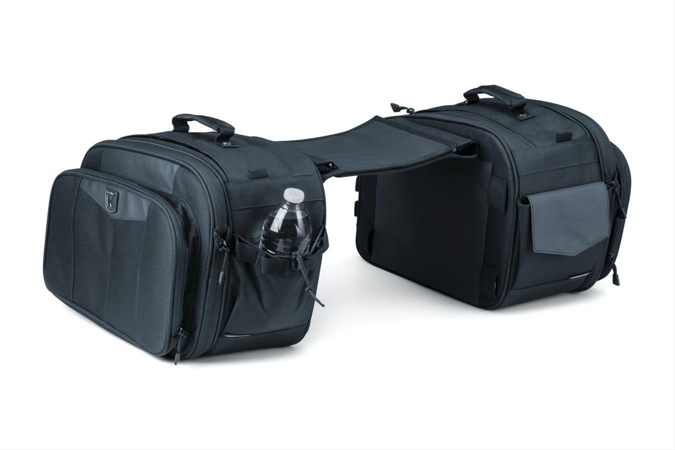 Kuryakyn Momentum Outrider Throw-Over Saddlebags 5209 Saddle Bag, Throw-Over, Fender, 1,200 Denier, Black, Universal, Each