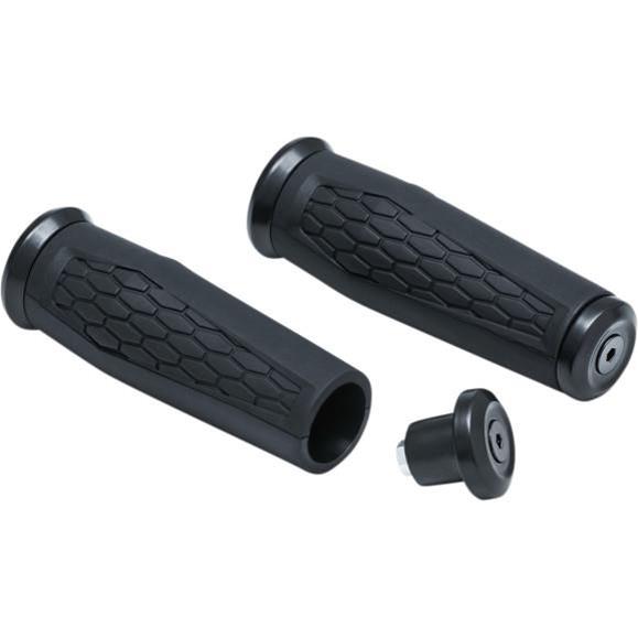Kuryakyn Hex Grips 5929 Grips, Hex, Aluminum, Black, Twist Throttle Compatible, 7/8 in. Bar Diameter, Universal, Pair