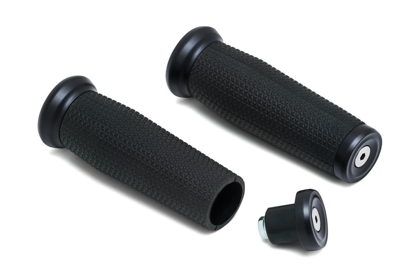 Kuryakyn Thresher Grips 5951 Grips, Thresher, Aluminum, Satin Black, 7/8 in. Bar, 5 in. Length, Universal, Pair