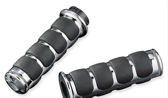 Kuryakyn ISO Grips 6227 Grips, Aluminum, Chrome, 125 mm. Length, 1 in. Bars, Pair
