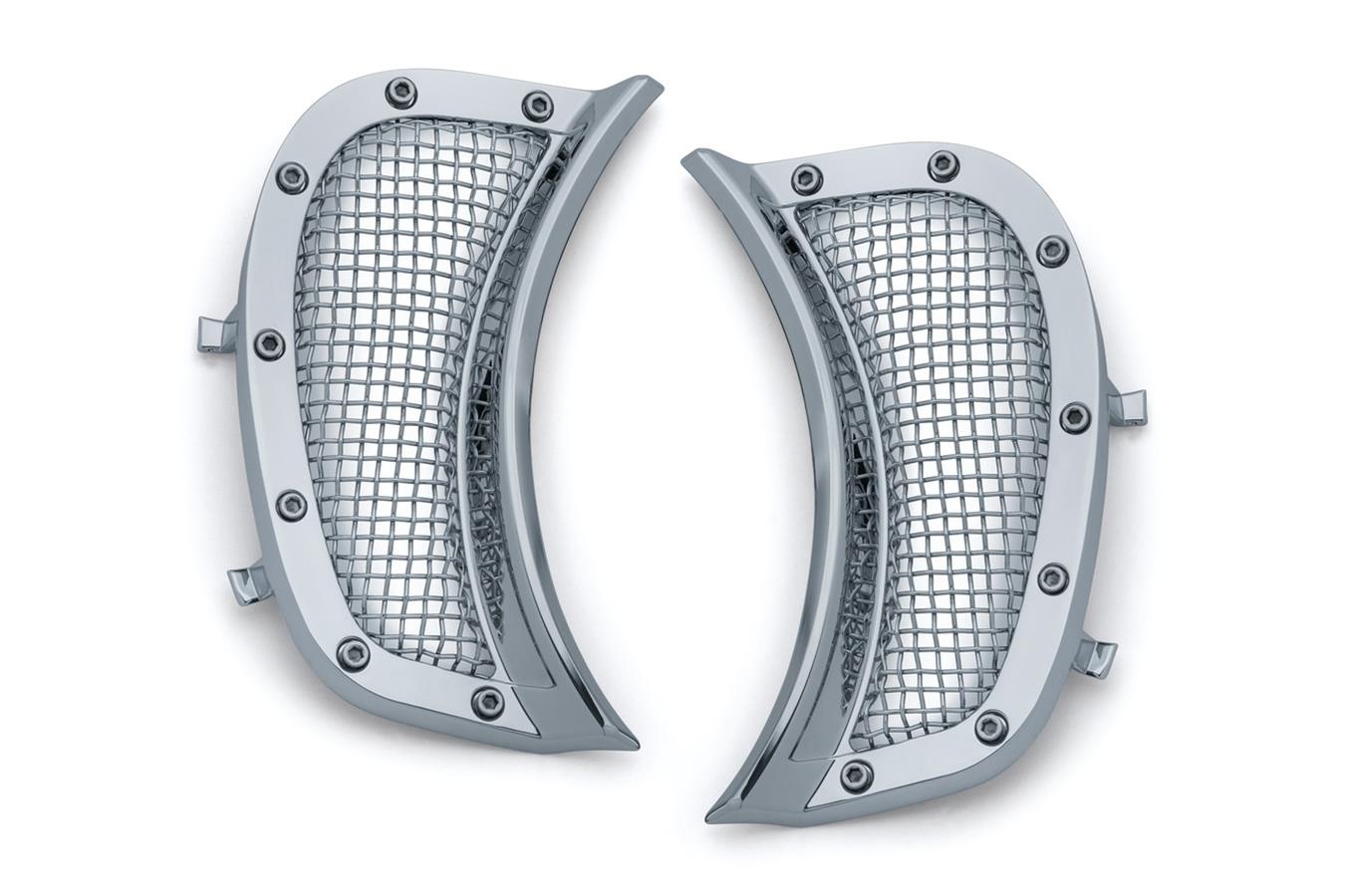 Kuryakyn Mesh Headlight Vent Accents 6518 Accent Vents, Aluminum/Steel, Chrome, Adhesive Backed, Harley-Davidson®, Pair thumbnail 2
