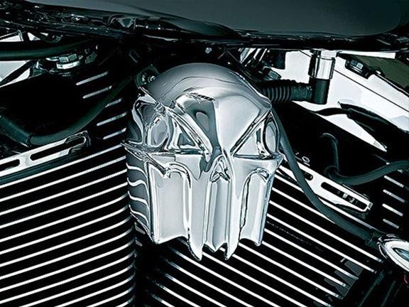 Kuryakyn Skull Horn Covers 7718 Cover, Skull, ABS Plastic, Chrome, Adhesive Mount, Harley-Davidson®, Each thumbnail 4