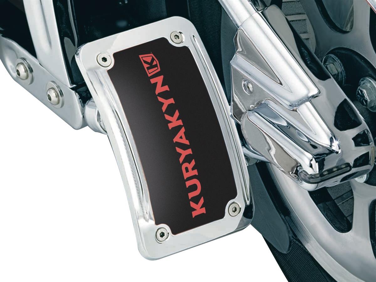 Kuryakyn Curved Vertical Side Mount License Plate Holders 9251 Holder, Curved, Vertical, Steel, Chrome, Lighted, Kit