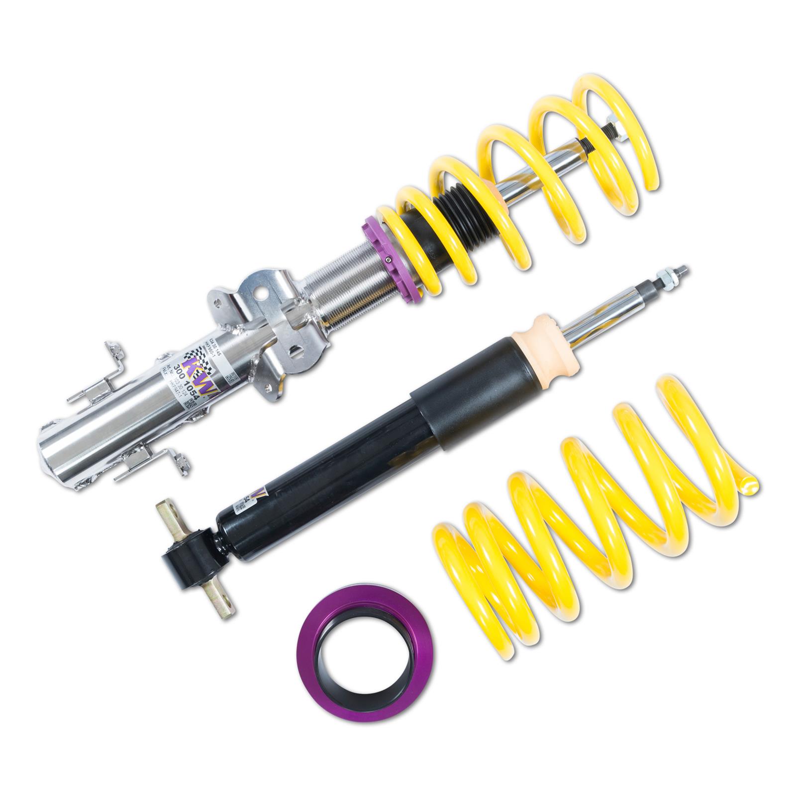 KW Variant 1 Coilover Kits for 2018-2023 MUSTANG - 10230081 Kits, 1, 0.8-1.6 in. lowered front, 0.6-1.4 in. lowered rear, Yellow Powdercoated Springs, Ford, With Electronic Dampers, Kit