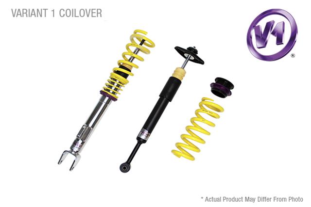 KW Variant 1 Coilover Kits 10286006 Kits, 1, 0.8 - 1.8 in. Lowered Front, 0.2 - 1.8 in. Lowered Rear, Natural/Purple Shocks, Yellow Springs, Infiniti, Kit