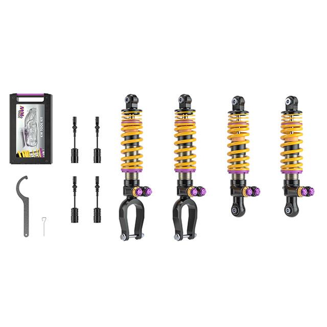 KW Variant 5 Coilover Kits 30911009 Kits, (V5), with Nose Lift, w/o Electronic Dampers, Front and Rear Shocks, Adjustable Valving, Steel, Zinc, Lamborghini, Set of 4 thumbnail 4