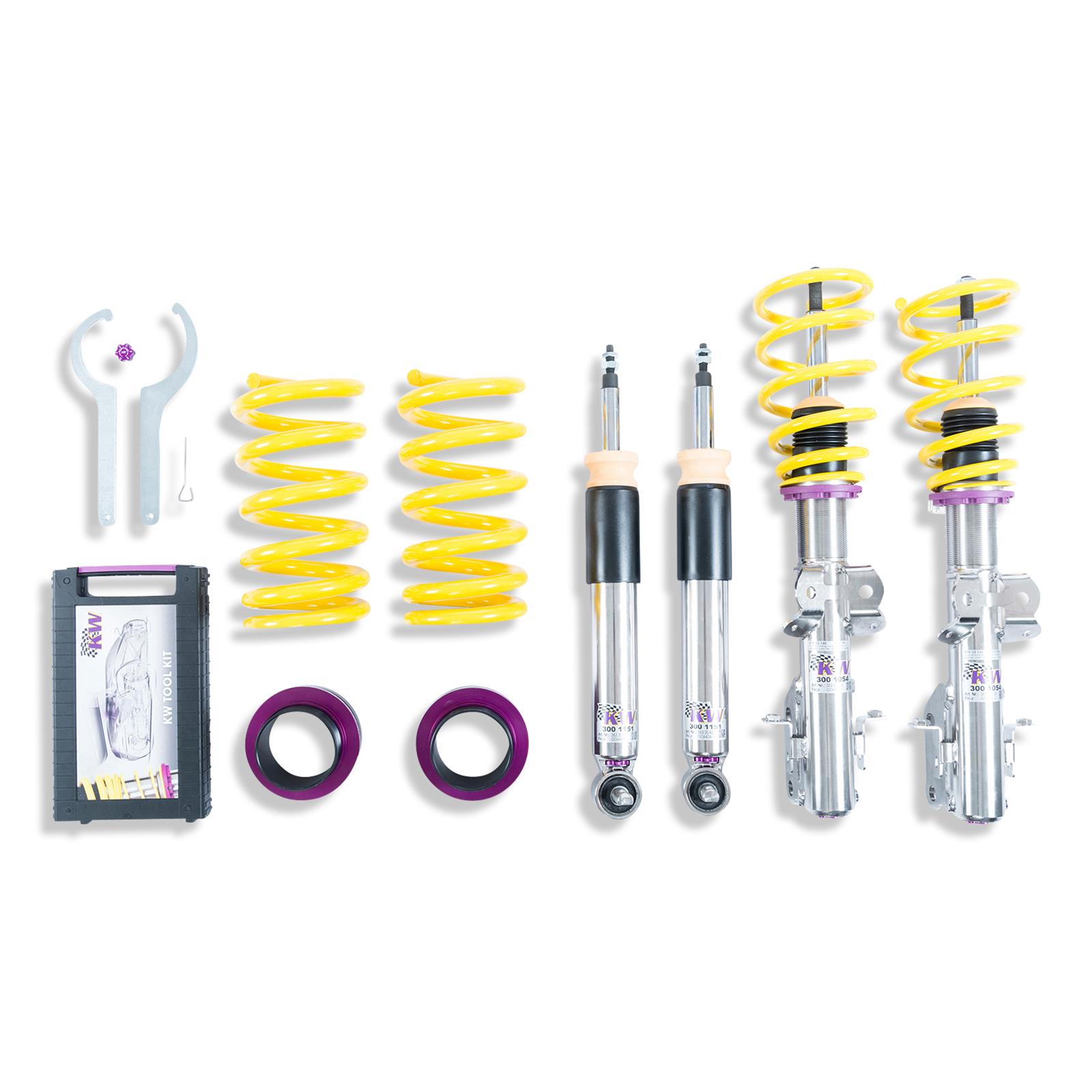 KW Variant 3 Coilover Kits 35230079 Kit, 3, 2018+ 'Mustang (S-550 Facelift); Fastback, Convertible, Without Electric Dampers, Front 20-40MM, Rear 15-35MM Drop