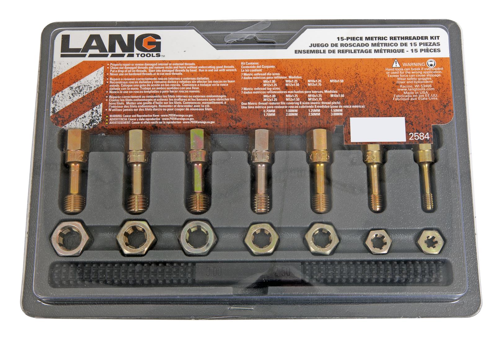 Lang 2584 15 Piece Metric Thread Restorer Set
