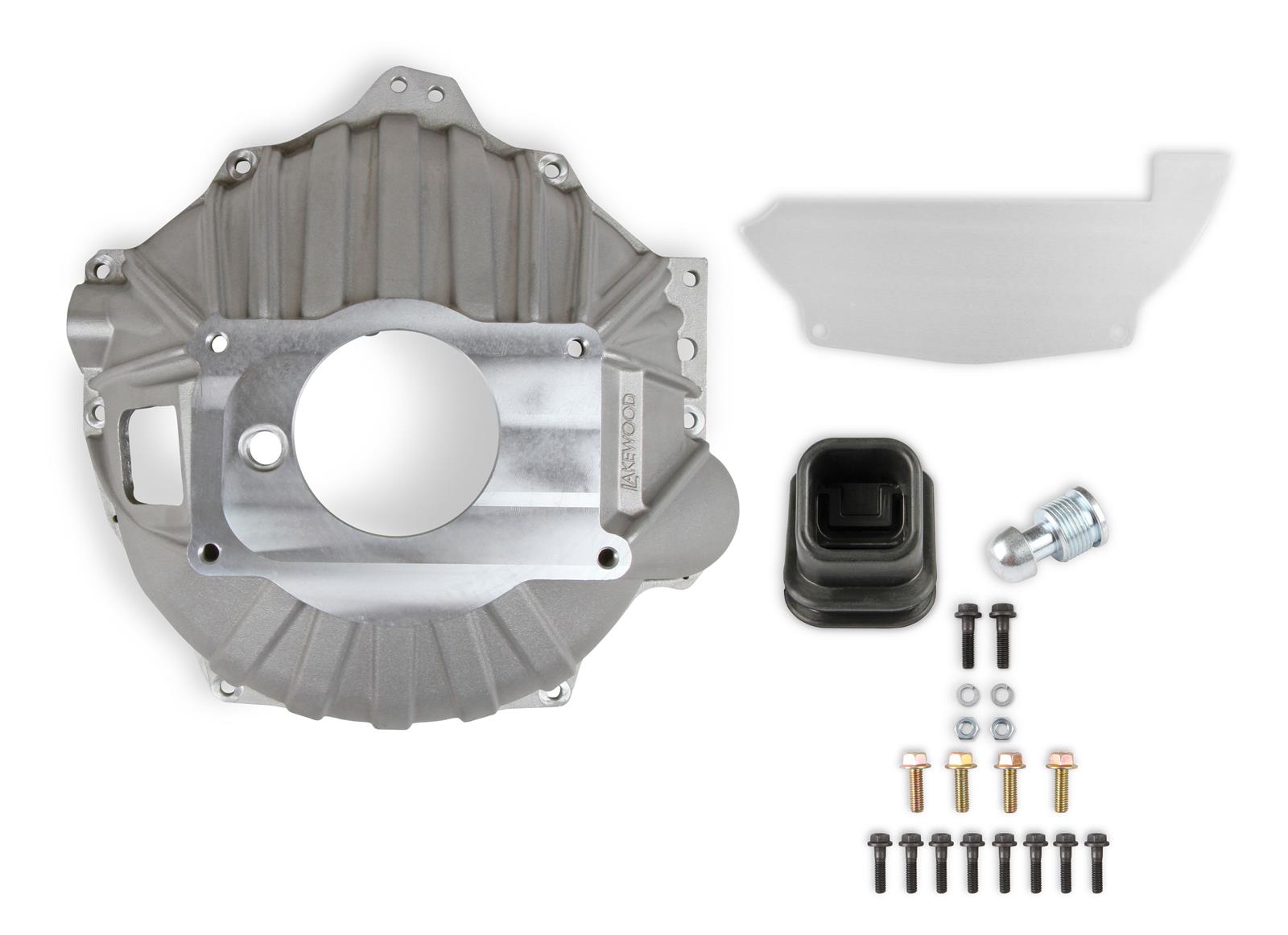 Lakewood Bellhousings LK5000K Bellhousing, 4.684 in. Bore, 6.450 in. Depth, Non-SFI, with Clutch Fork Boot, Inspection Cover, and Hardware, Aluminum, Natural, GM Pattern, LS/LT,Kit
