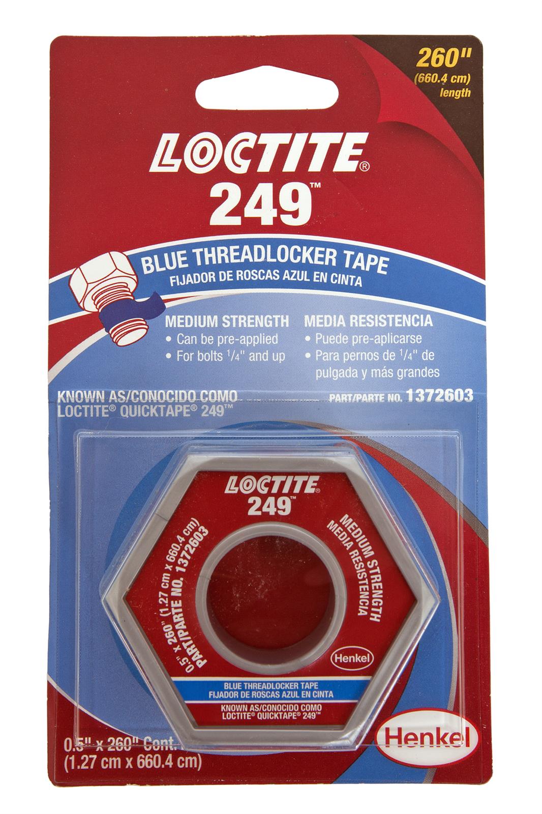 LOCTITE 249 Quicktape Medium Strength Blue Threadlocker Tape 0.5"x 260" NEW 