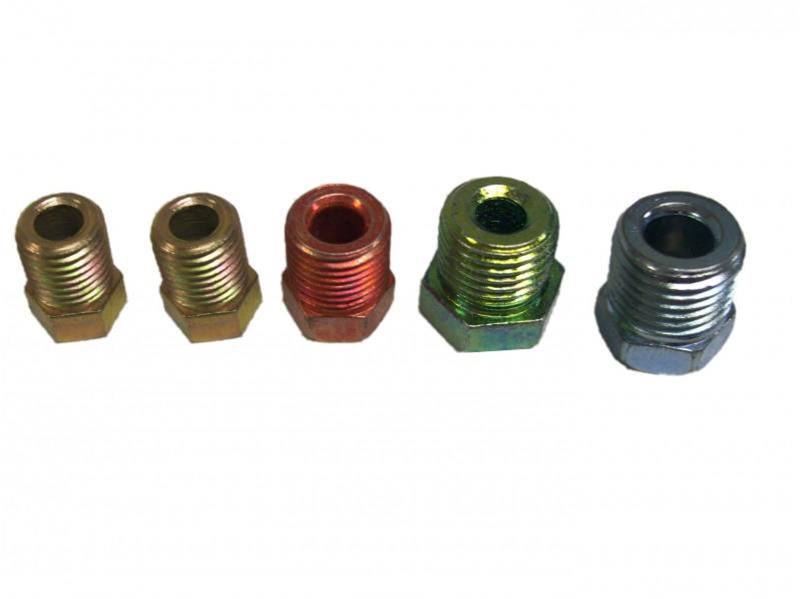 LEED Brakes Inverted Flare Tube Nut Fittings FKPV Nuts, Flare, 3/16 in. and 1/4 in. Tube, Steel, Set of 5
