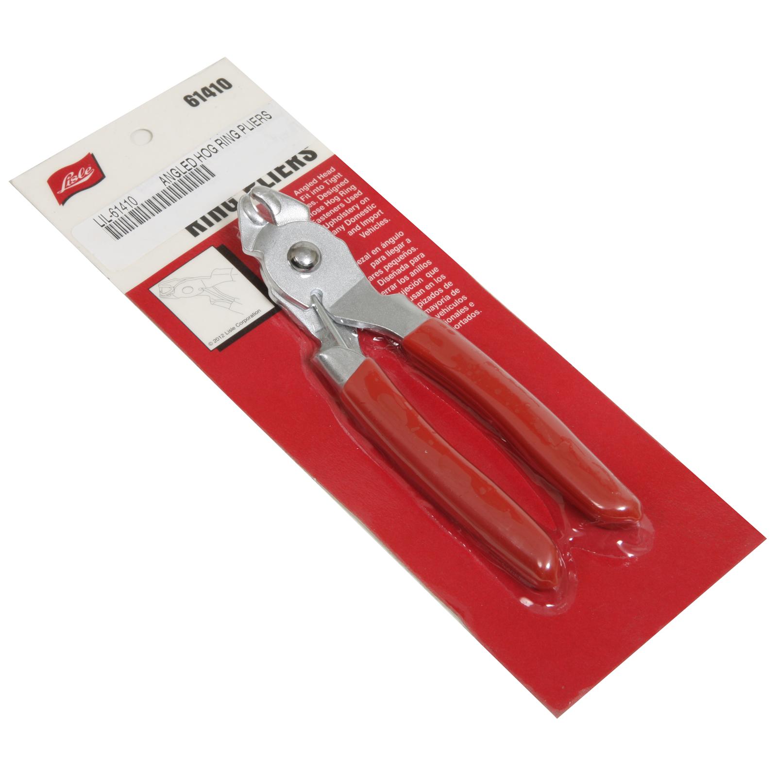 Lisle 61410 Angled Hog Ring Pliers - Spring Loaded For Upholstery, Auto Interior Repair, Comfort Grip