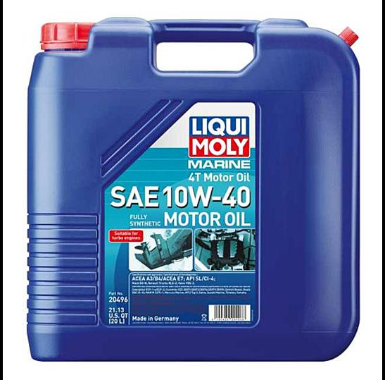 10w40 Liqui Moly Marine 4T Motor Oil 20496 Engine Oil, 4T, Synthetic, 10W40, 20 Liters, Each