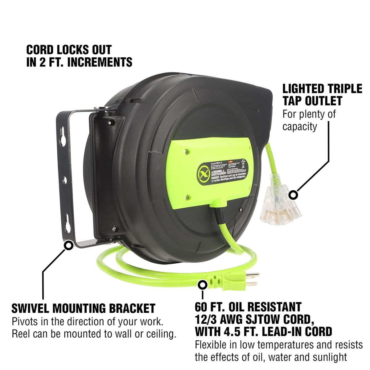 Flexzilla FZ8120603 Flexzilla Retractable Extension Cord Reels Summit