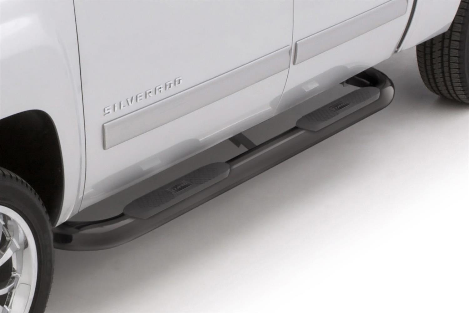 Lund 15-17 Chevy Colorado Crew Cab 4in. Oval Curved Steel Nerf Bars - Black thumbnail 2