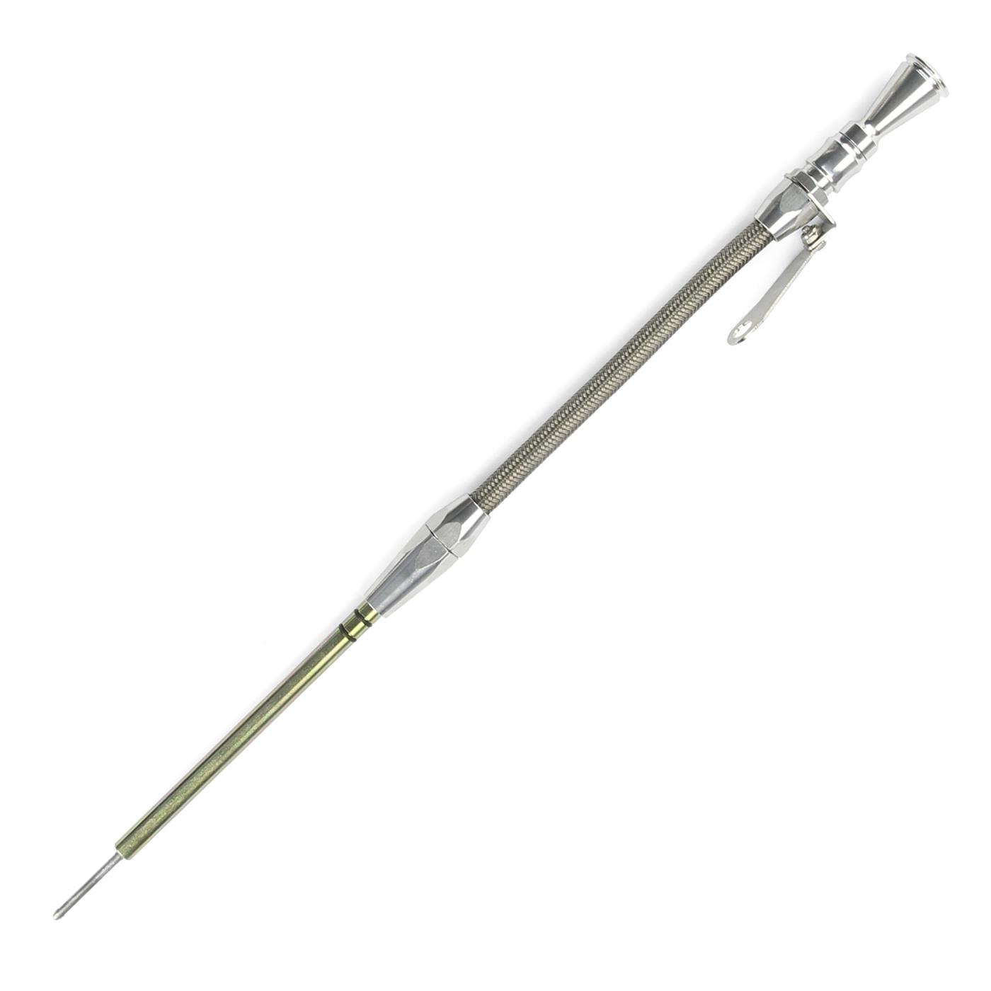 Lokar Anchor-Tight Locking Flexible Engine Dipsticks 1220004 Oil Dipstick, Flexible, Passenger Side Block Entry, Billet Aluminum, Brite Anodized, Chevy, Small Block, Each