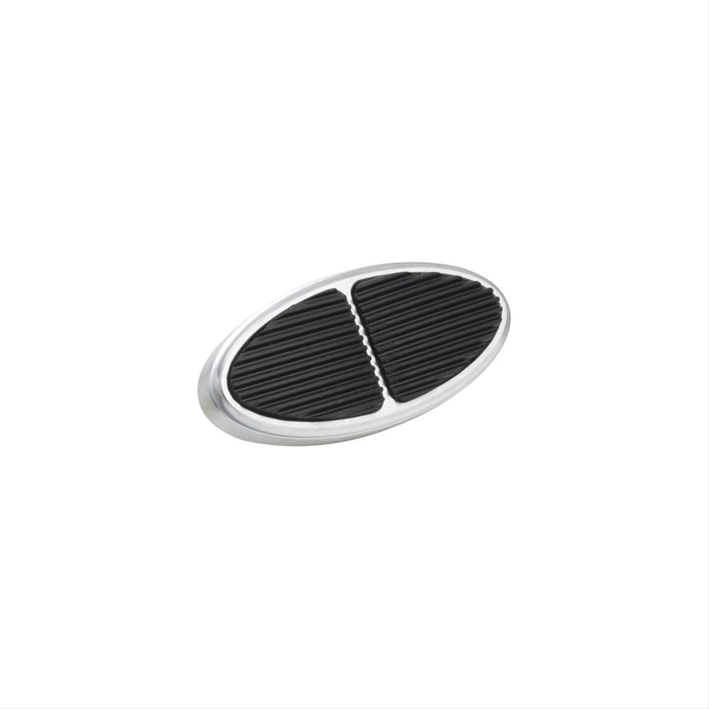Lokar Pedal Pads BAG-6107 Pad, Brake, Billet Aluminum, Brushed, Oval Pad with Rubber Inserts, Universal, Each
