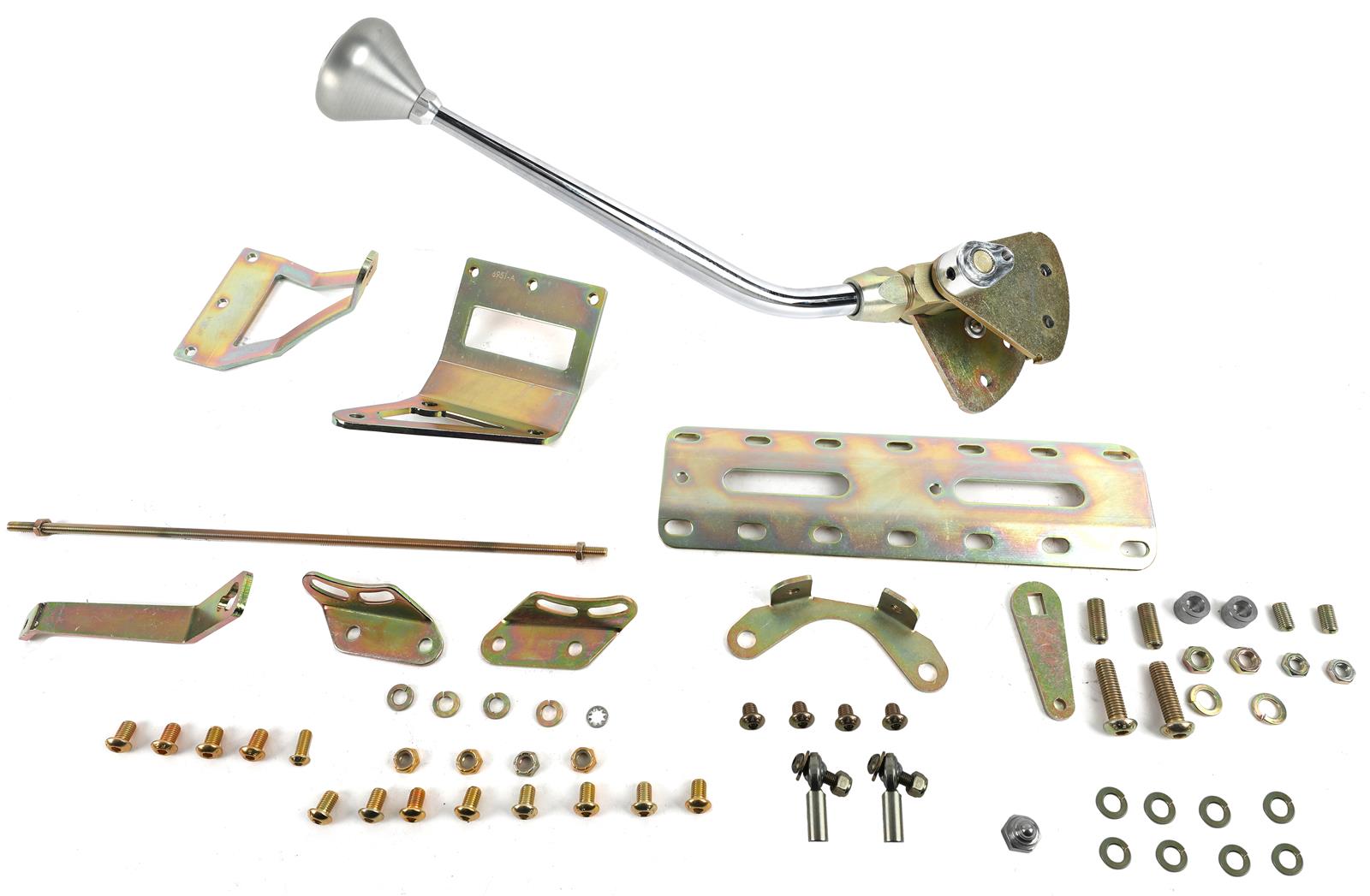 Lokar Case-Mount Automatic Transmission Shifters CM700CM Shifter, Case Mounted, Detent, 12.000 in. Single Bend Chrome Stick, 3/8-24 in., Brushed Mushroom Knob, 700R4, Each thumbnail 4