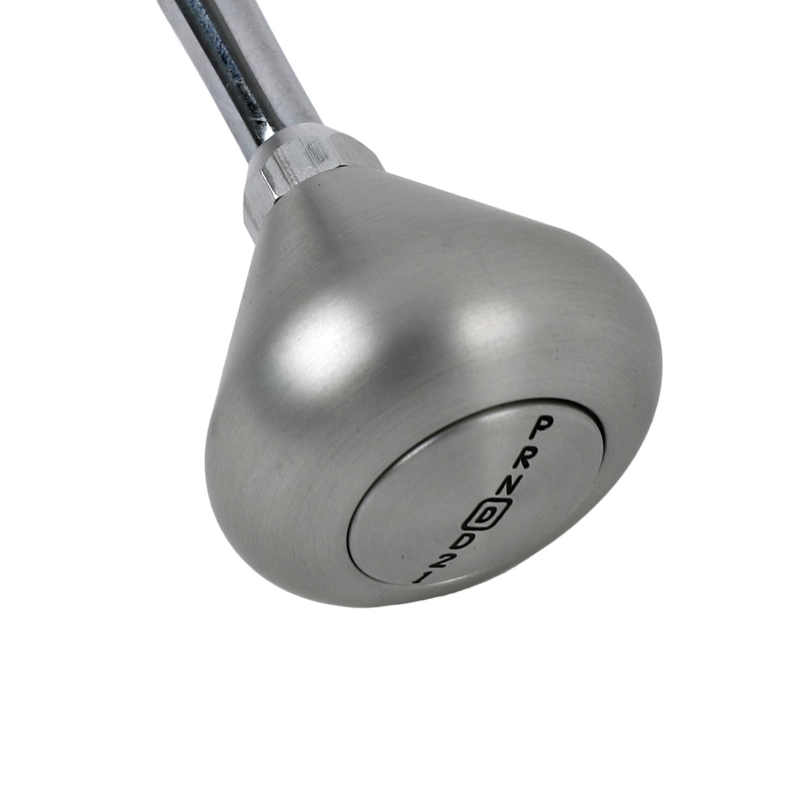 Lokar Case-Mount Automatic Transmission Shifters CM700CM Shifter, Case Mounted, Detent, 12.000 in. Single Bend Chrome Stick, 3/8-24 in., Brushed Mushroom Knob, 700R4, Each thumbnail 3