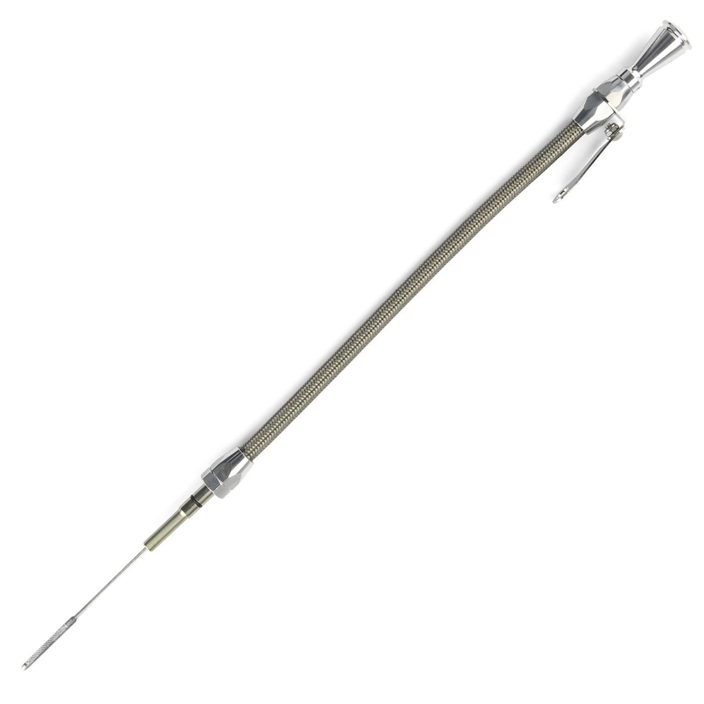 Lokar Flexible and Machined Engine Dipsticks ED-5021 Oil Dipstick, Flexible, Passenger Side Block Entry, Billet Aluminum, Brite Anodized, Chevy, Small Block, LS, Truck, Each