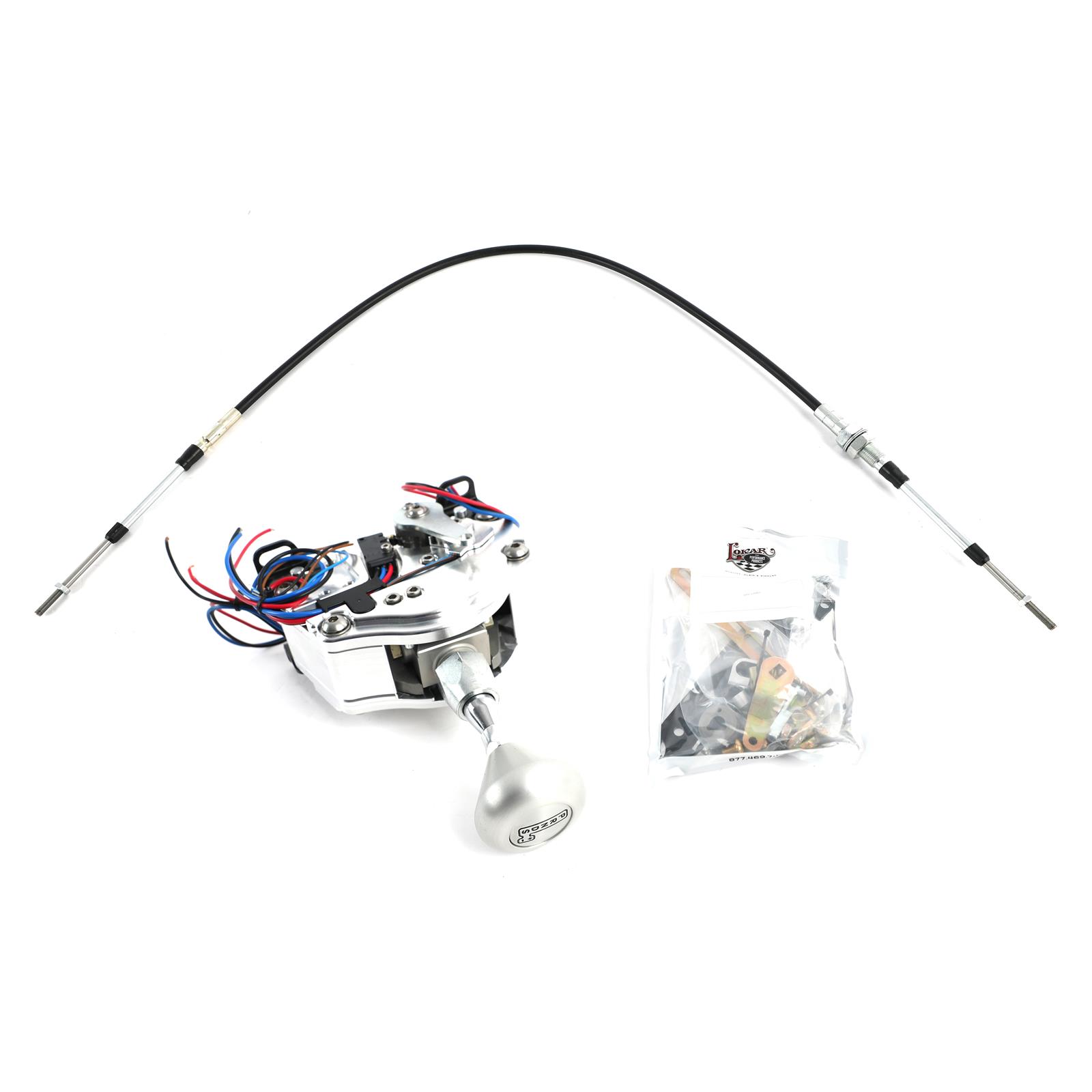 Lokar Electronic Sport Shifters ES6L80HM Automatic Shifter, Shifters, Detent, 4.000 in. Straight Chrome Stick, 3/8-24 in., Brushed Mushroom Knob, 6L80E, Each