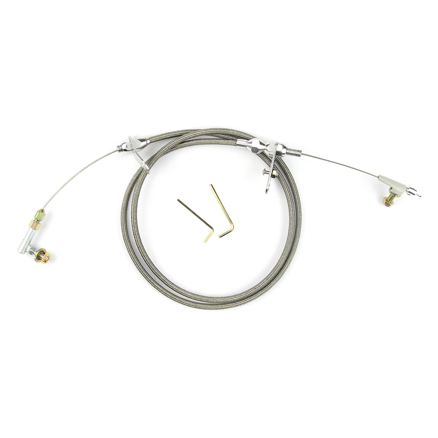 Lokar Hi-Tech Kickdown Kits KDP-2727HT Automatic Transmission Cable, Hi-Tech, Natural Braided Stainless Steel, Polished Aluminum Fittings, Mopar, Torqueflite 727, Kit