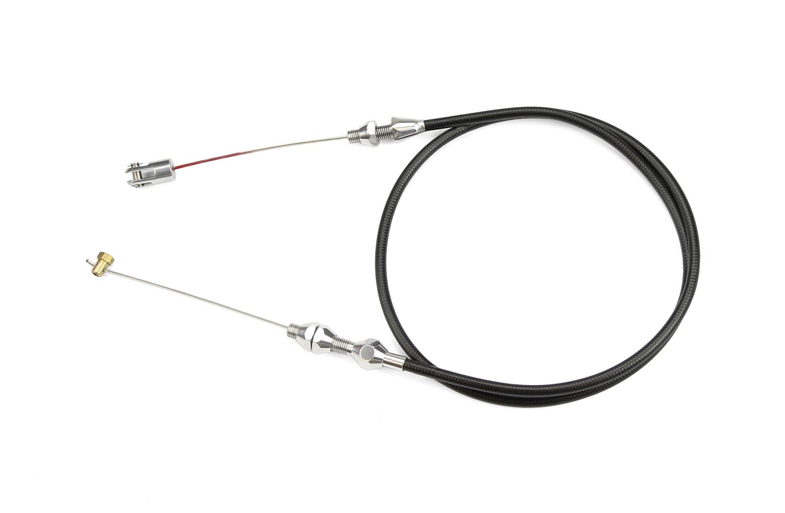Lokar Hi-Tech Throttle Cables TCP-1000LS1U Cable, Black Vinyl, Polished Fittings, 36 in. Long, GM LS, 350 Ram Jet, Each